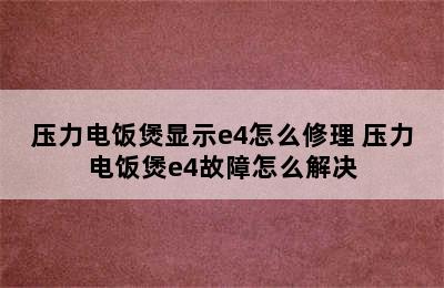 压力电饭煲显示e4怎么修理 压力电饭煲e4故障怎么解决